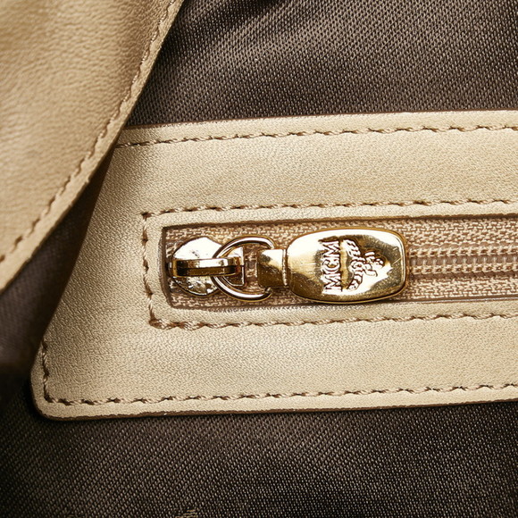 MCM Visetos Handbag Beige White PVC Leather Ladies - Picture 6 of 9